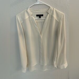Banana Republic Ivory V-Neck Roll-Tab Sleeve Blouse